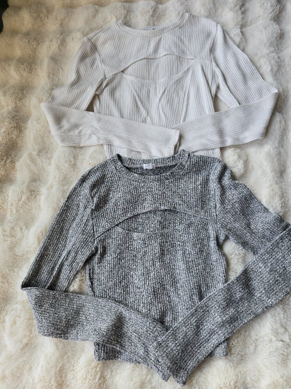 Garage Ribbed Cutout Long Sleeve Top bundle